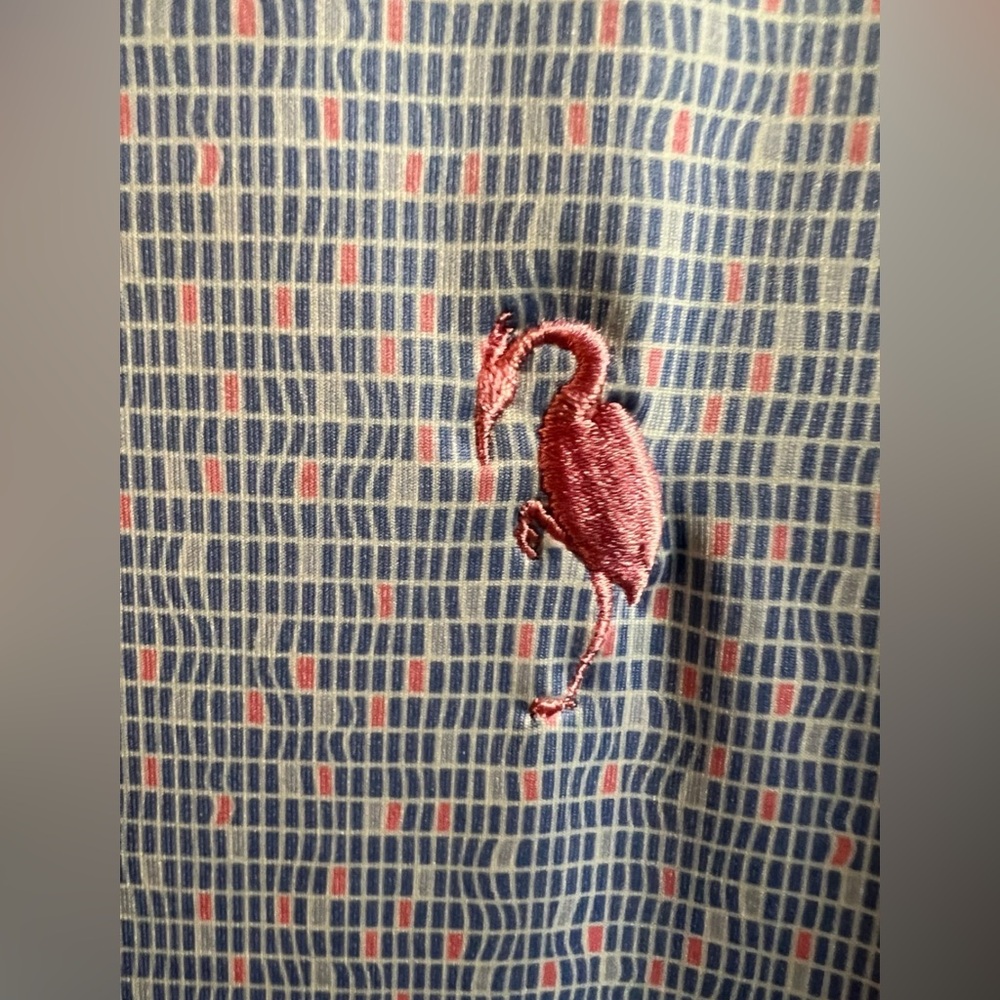 Peter Millar Summer Comfort Polo Geo Poolside Stretch Sz Large Flamingo 31x25 - Picture 4 of 5